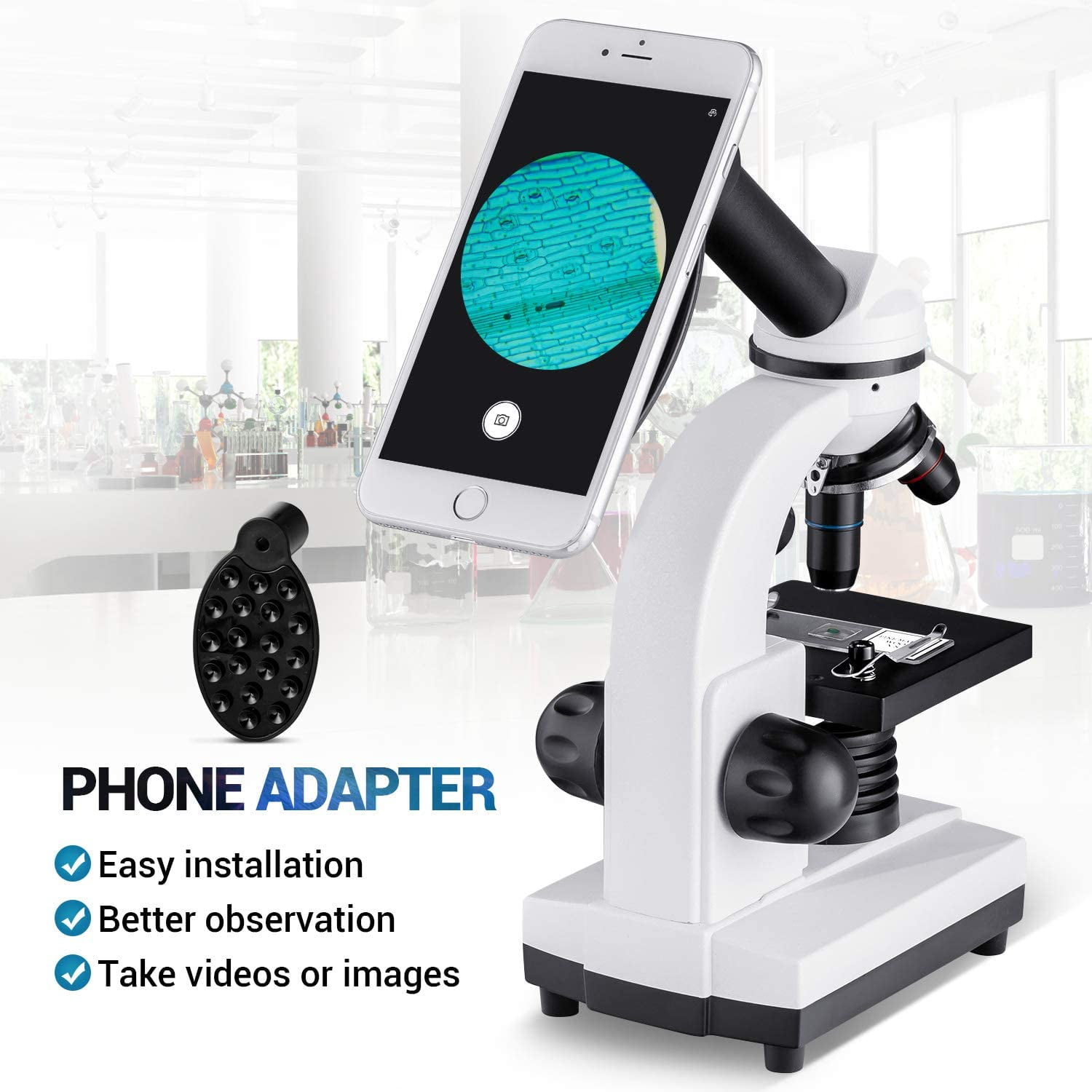 15x10x29cm can be Connected to Mobile Phones and Computers Battery Powered Metal Body Double Observation of specimens Middle Microscope 40x-1600x monocular Microscope Head eyepieces 10x, 20x 15x10x29cm can be Connected to Mobile Phones and Computers Battery Powered Metal Body Double Observation of specimens Middle Microscope 40x-1600x monocular Microscope Head eyepieces 10x, 20x